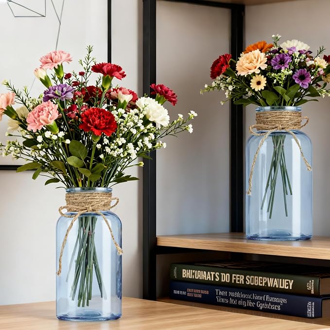 6 Pack Mason Jar Vases for Centerpieces, Wide Mouth Mason Jars - Image 4