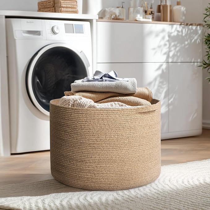 115L Extra Large Storage Basket, 23.6"x15.7" Woven Cotton Rope Basket, Giant - Image 7