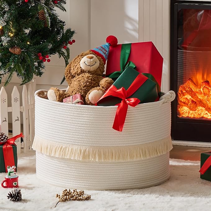 KAKAMAY Large Blanket Basket, Woven Baskets - Image 9