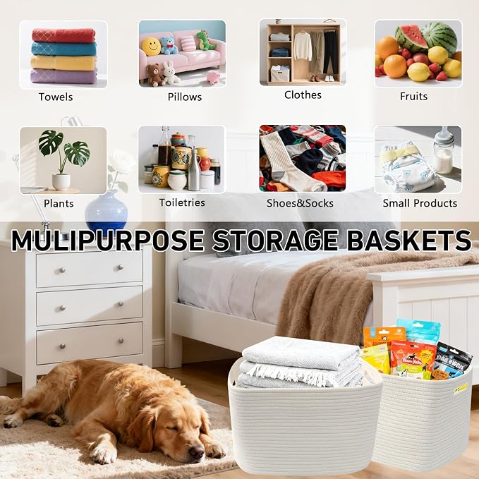 3 Pack Woven Baskets, Storage Baskets - Image 5