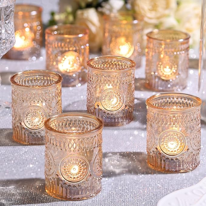DEVI 24pcs Gold Glass Votive Candle Holders, Wedding Decorations, Bridal Shower by DEVI