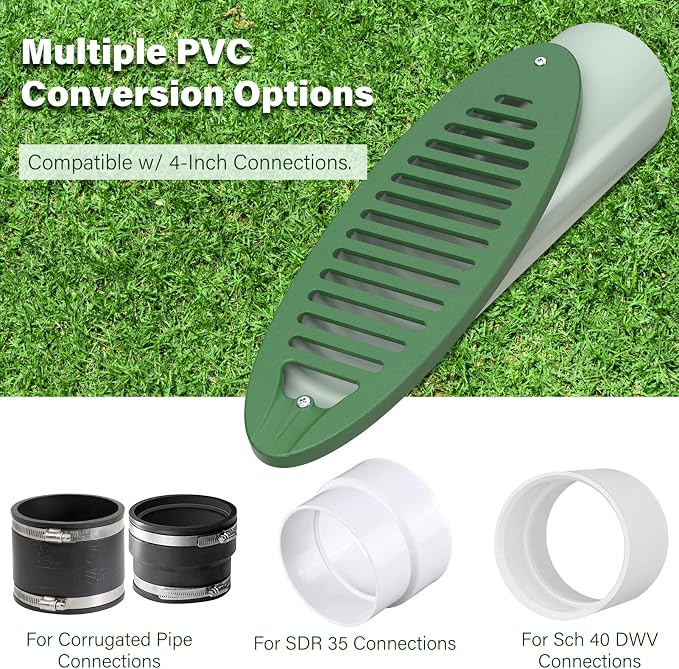 4 in. Green Angled Drainage Grate Yard Drain, Yard Drain Emitter - Image 7