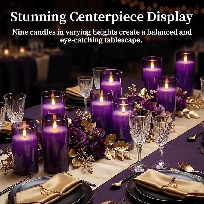 Homemory Purple Flickering Flameless Candles, Battery Operated Acrylic LED - Image 7