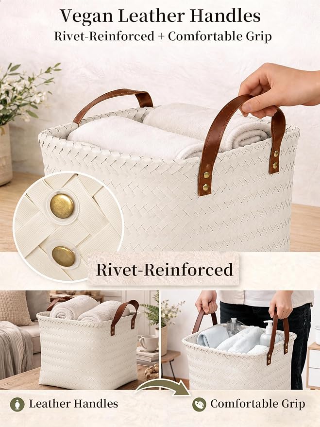 Wicker Storage Baskets, 4 Pack Woven Baskets - Image 6