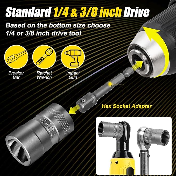 Upgrade Bolt Extractor Kit, 1/4" 3/8" Drive Impact Rounded Bolt Remover - Image 6