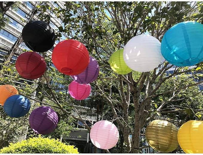 BEISHIDA Red Blue White Paper Lanterns 4/6/8/10/12 Inch Round Chinese Lamp | - Image 6