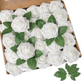 AmyHomie White Rose 100pcs Real Looking Artificial Flowers w/Stem | Bouquet by AmyHomie