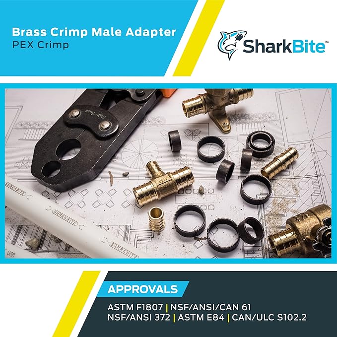 SharkBite 1/2 Inch Crimp MNPT Male Adapter, Brass Plumbing Fitting, PEX Pipe - Image 5