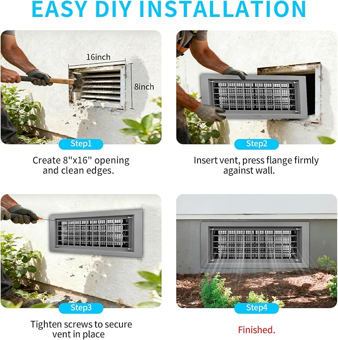Crawl Space Foundation Vent Cover Automatic 8x16 Inch - Image 6