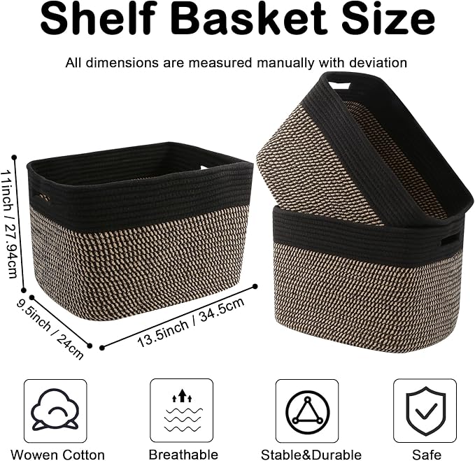 3 Pack Woven Baskets, Storage Baskets - Image 2