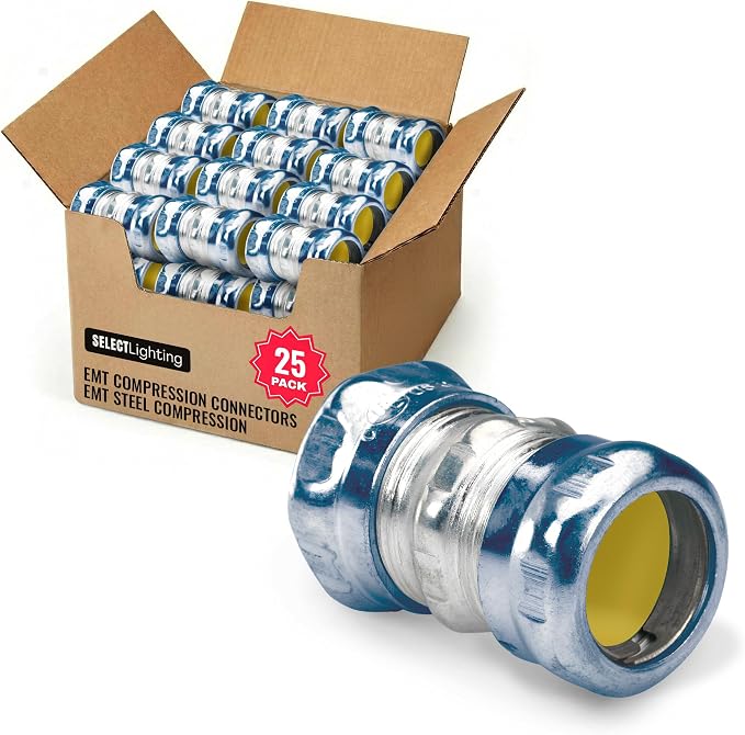 SELECT 25 Pack 1 Inch EMT Steel Compression Coupling – Zinc Plated Steel by selectlighting