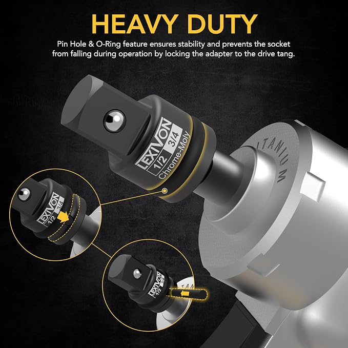 LEXIVON 1/2" & 3/4" Impact Socket Adapter, 2-Piece Set | 1/2" ~ 3/4" Reducer - Image 7