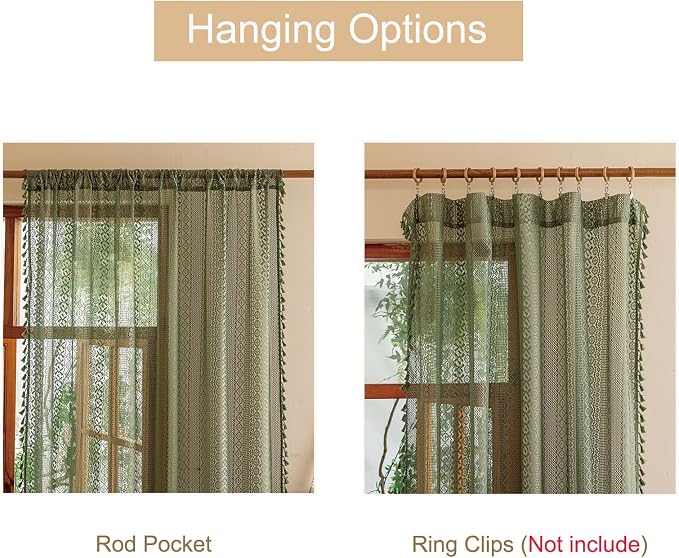 Sutuo Home Boho Lace Sheer Curtains 2 Panels - Image 6