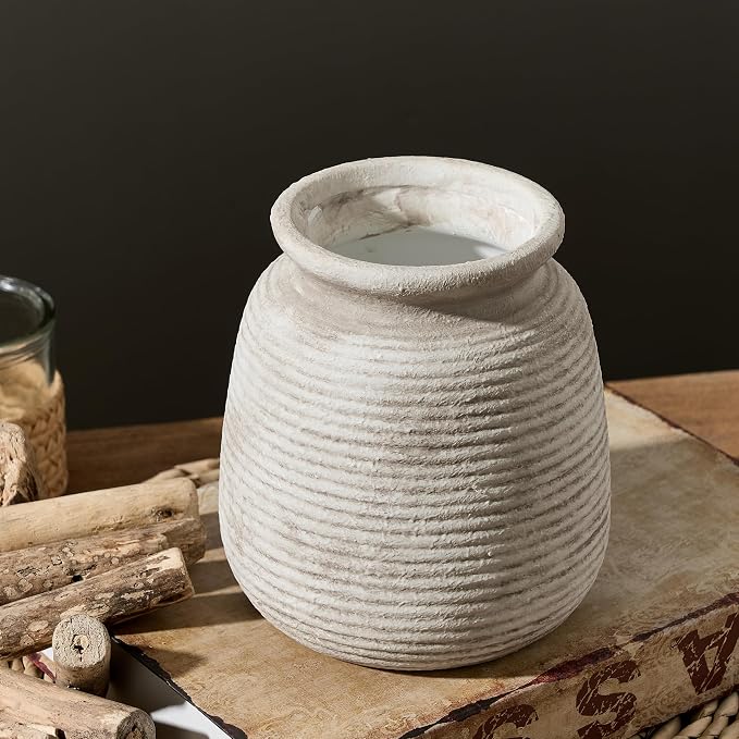 Ceramic Flower Vase, Small Vase Rustic Farmhouse Vases Home Decor Short Pottery - Image 5