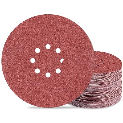 9 inch Sanding Discs 120 Grit 8 Holes Hook and Loop Sandpaper by Awutzut