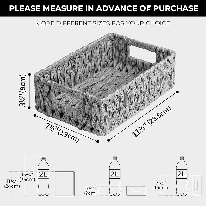 GRANNY SAYS Wicker Baskets for Storage, Waterproof Gray Baskets, Plastic - Image 4