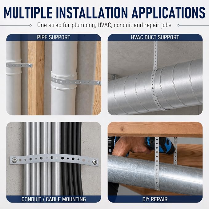 Metal Strapping with Holes 3/4" x 33FT Galvanized Pipe Strap with Plastic - Image 5