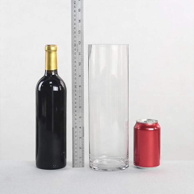 CYS Excel Clear Glass Cylinder Vase | Multiple Size Choices Glass Flower Vase - Image 3