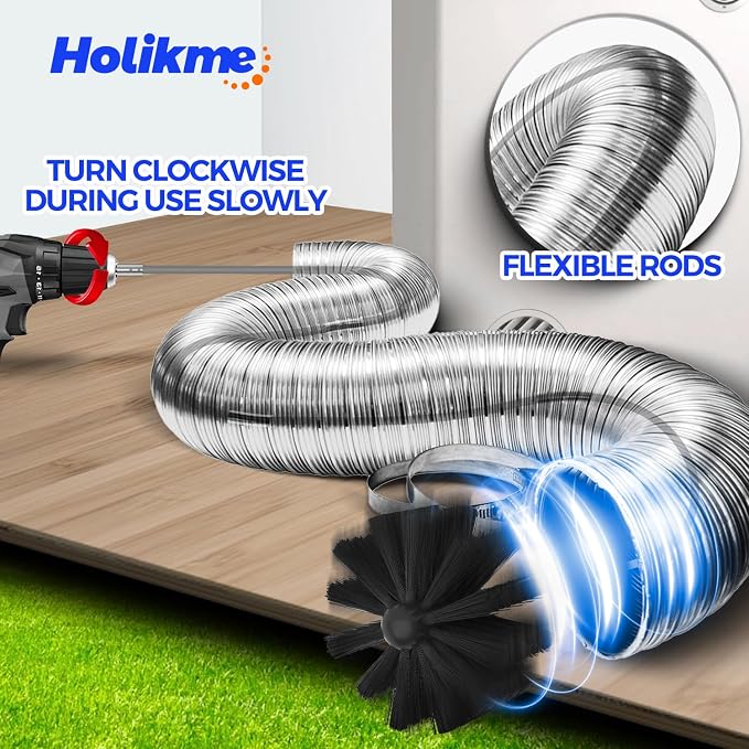 Holikme Dryer Vent Cleaner Kit - 40Ft Flexible Lint Brush - Image 2