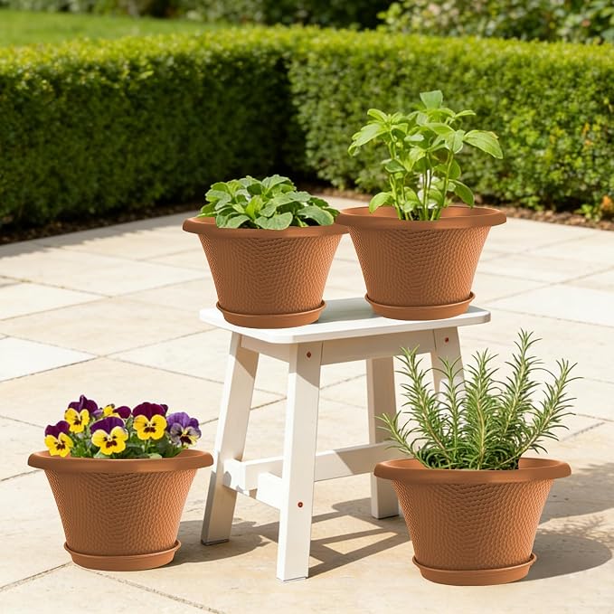 Quarut 12 Inch Pots for Plants, 4 Pack Large Flower Pots - Image 7