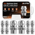 QILIPSU 10pcs 1/2" NPT 304 Stainless Steel Cable Gland Waterproof IP68 Metal by QILIPSU