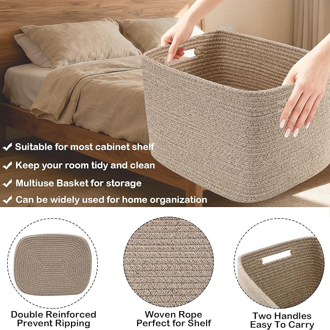 3 Pack Woven Baskets, Storage Baskets - Image 3