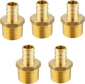 5PC Pex Barb Crimp Brass Fittings 1/2 Inch x 1/2 Inch NPT Male Adapter | ASTM by EFIELDPEXTUBING