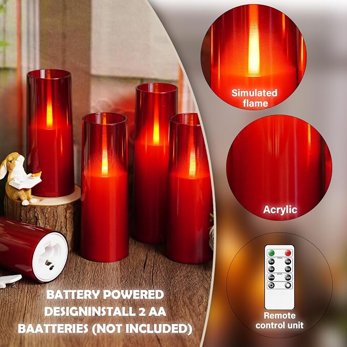 kakoya Flameless LED Candles Upgraded Realistic Flickering Flame, LED Pillar - Image 3