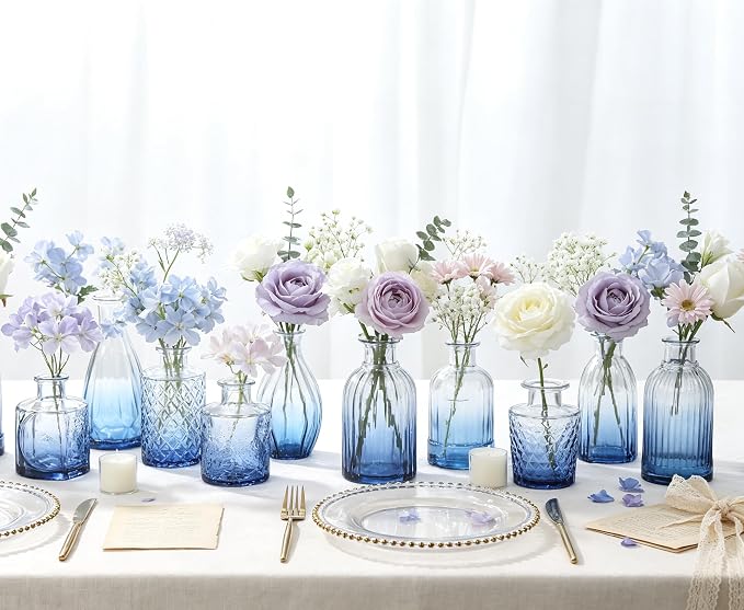 Fixwal 36 Blue Bud Vases Glass Bud Vase Set of 36, Small Vases - Image 5