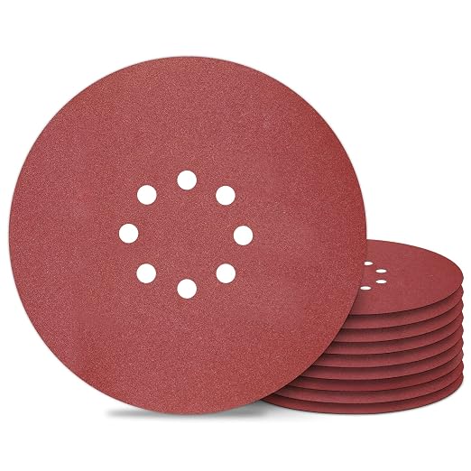 Awutzut 9 inch Sanding Discs 180 Grit 8 Holes Hook and Loop Sandpaper by Awutzut