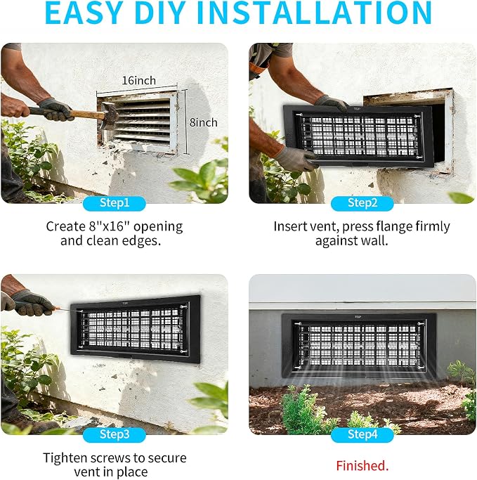 Crawl Space Foundation Vent Cover Automatic 8x16 Inch - Image 6