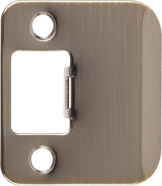 Round Corner Extended Lip Strike Plate, 2-1/4" x 1-1/2", Antique Brass by StoneHarborHardware