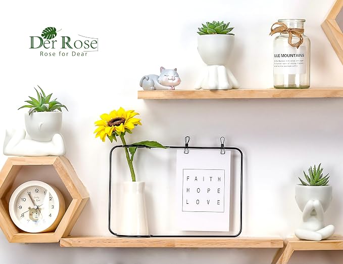 Der Rose 3 Pack Fake Succulents in White Human-Shaped Pots - Image 5