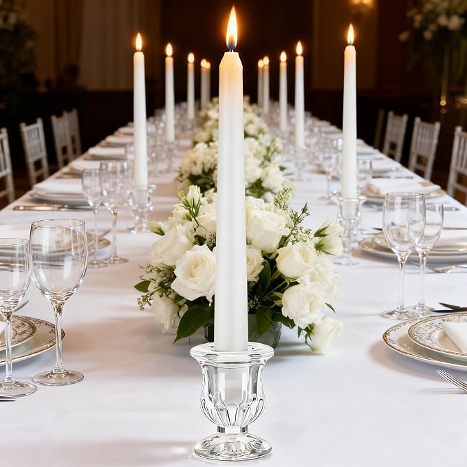 48 Pcs Clear Glass Taper Candle Holders Bulk, 2.5 Inch Small Candlestick Stands - Image 4