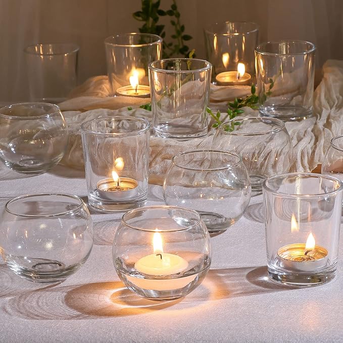 DEVI Clear Glass Votive Candle Holders, Wedding Centerpieces by DEVI