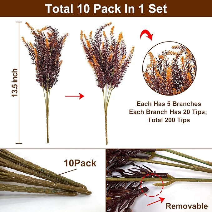 TURNMEON 10 Bundles Artificial Fall Flowers - Image 2