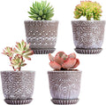Gepege Ceramic Succulent Pots, 4 Inch Small Plant Pots by Gepege
