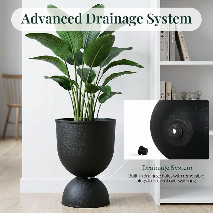 KOL Planters Flower Pots, Plastic Urn Planters - Image 3