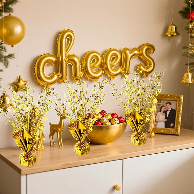 12 Pcs Metallic Foil Spray Centerpiece Party Star Table Decoration Brust - Image 7