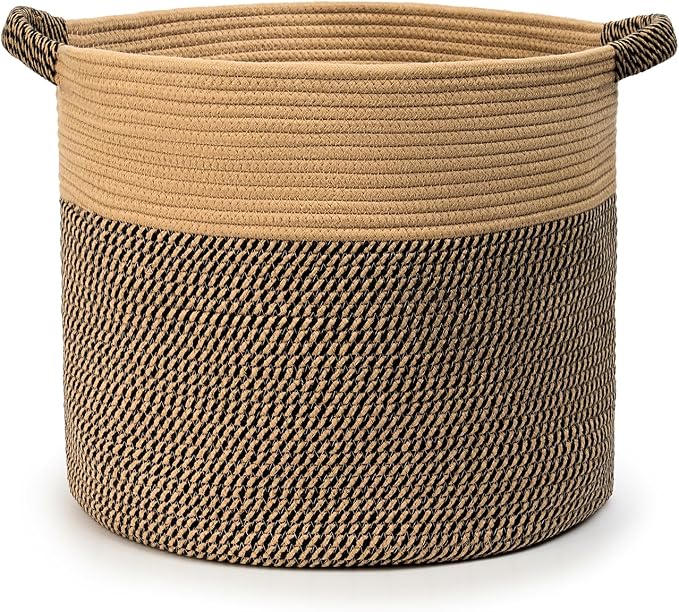 Blanket Basket for Living Room, Woven Rope Storage Basket | 16"D x 14"H | Jute by KODOMOORE