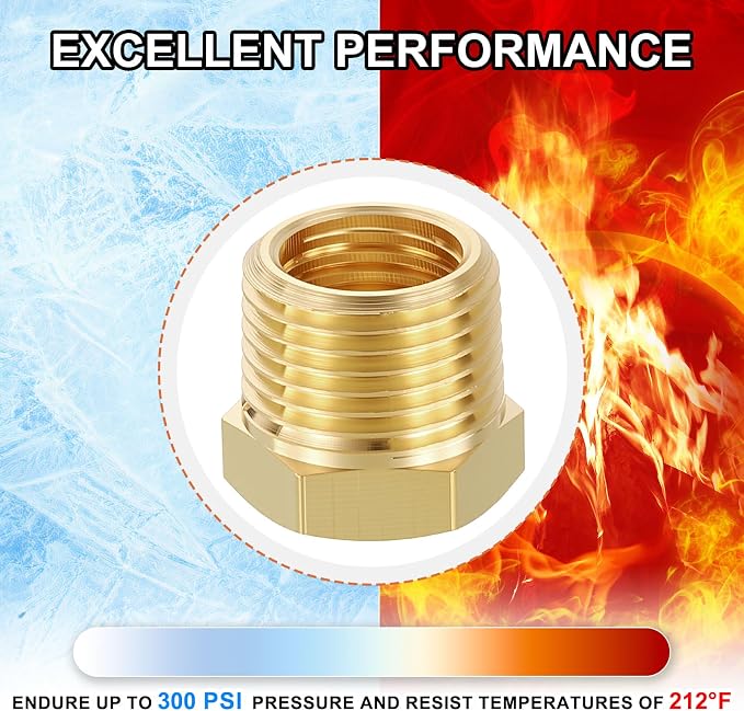 1 Pack Male to FeMale Adapters, 3/8" Male NPT x 1/4" FeMale NPT Brass Hex - Image 7