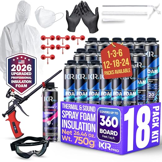 Spray Foam Insulation Kit, Expanding Foam Sealant Spray, 18 Pack x 26.46 oz | by ixirpro