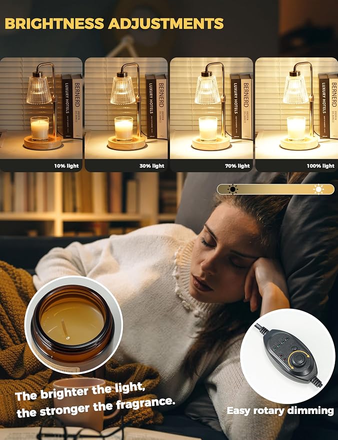 Modern Candle Warmer Lamp with 24h Cycle Timer, Dimmable Wax Melt Warmer | 24h - Image 3