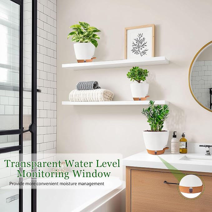 Self Watering Pots for Inoor Ourdoor Plants 8/7/6.5/6/5" Plastic Planters | - Image 7