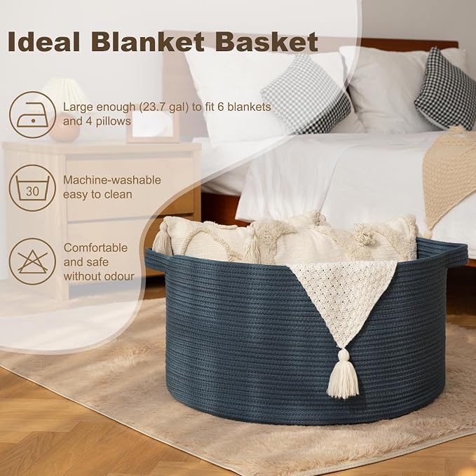 OIAHOMY 90L Extra Large Blanket Basket - Image 3