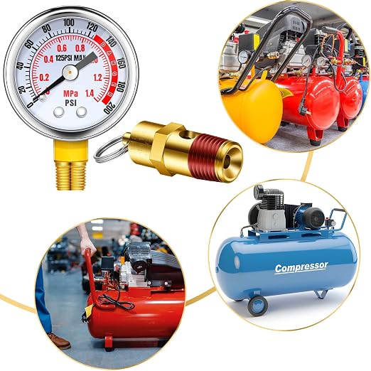 Therwen 4 Pcs Air Compressor Parts Replacement and Air Gauge Set, 1/4" Npt - Image 7