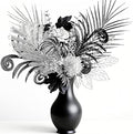 Luxurious Black Silver Artificial Flowers，17-Inch Modern Gothic Bouquet | Dark by Unknown