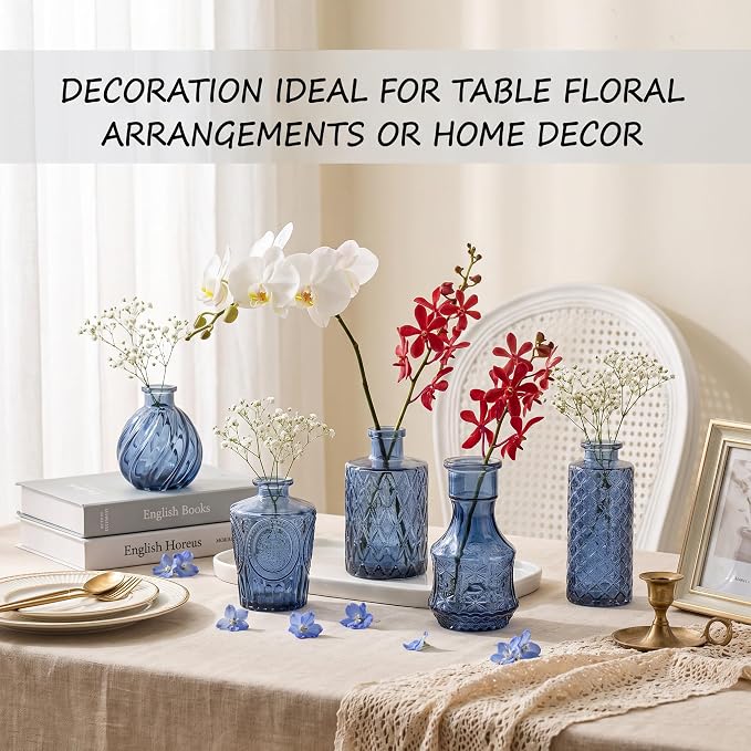 Clear Glass Bud Vase Set of 14 Pcs, Small Bud Vases in Bulk, Glass Crystal - Image 7