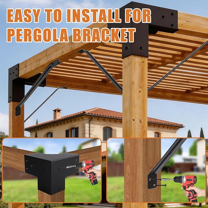 4 Pcs 4"x4" 3 Way Right Pergola Brackets | DIY Pergola Kit - Image 7
