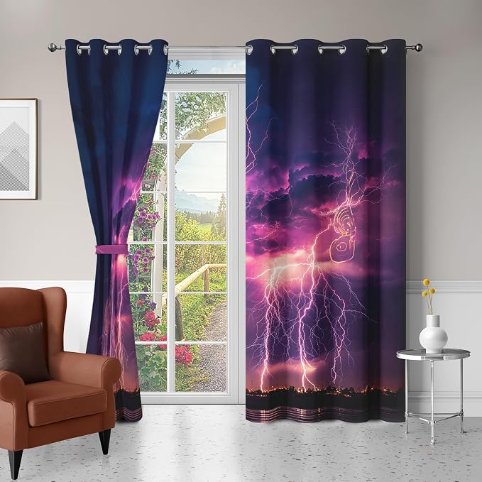 Thunderstorm Curtains for Living Room, Treble Clef Drapes, Grommet Decor Window - Image 4